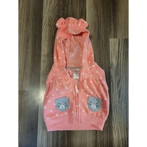Carter Baby Girl Fleece Pink Polka Dot Kitty Zip Up Vest Size 3 Months